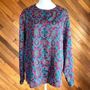 Vintage 80s Diane Von Furstenberg Bright Stained Glass Blouse